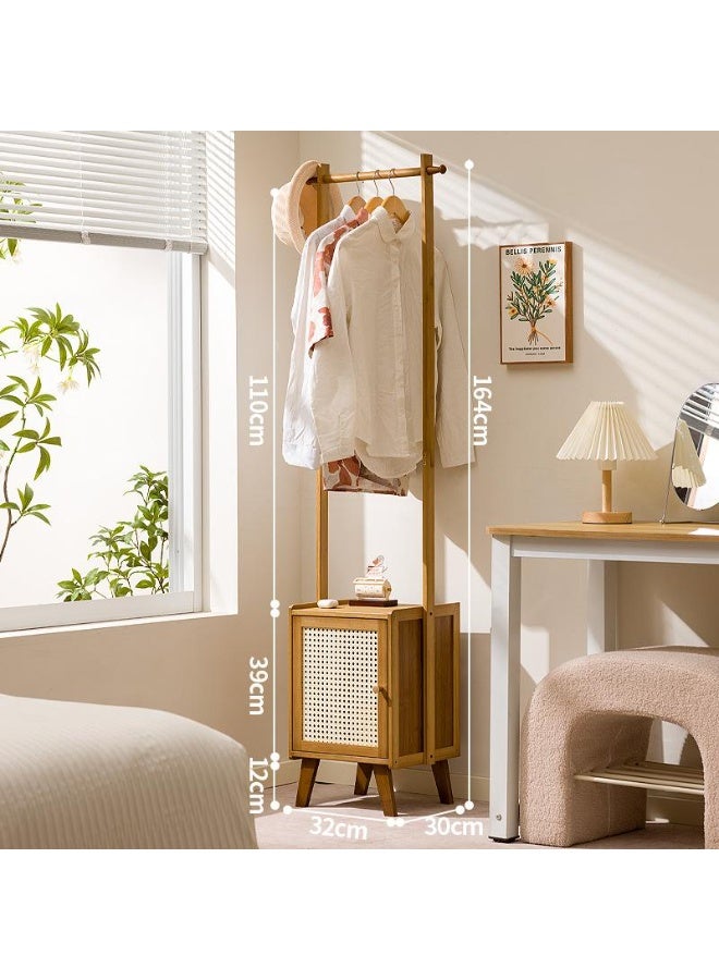 شو وو 2 في 1 حامل معاطف من الخيزران مع طاولة بجانب السرير، حامل معاطف متعدد الوظائف مع أدراج، لغرفة المعيشة وغرفة النوم - Image 5