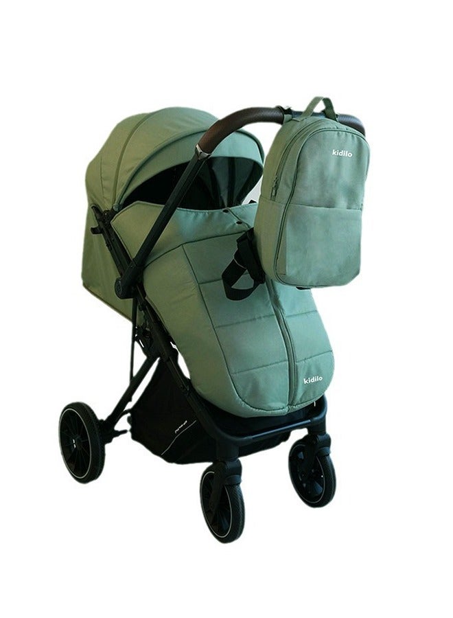 كيديليو عربة أطفال خفيفة الوزن، عربة سفر صغيرة الحجم للغاية وقابلة للطي وجاهزة للطائرات، مقعد مائل شبه مسطح، حامل أكواب، غطاء واق من المطر وحقيبة ظهر للسفر، باللون الأخضر - Image 1