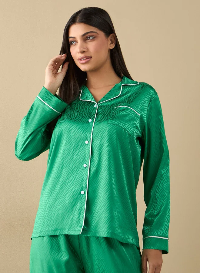 Splash FAV All-Over Animal Print Long Sleeve Shirt and Elastciated Pyjama Set