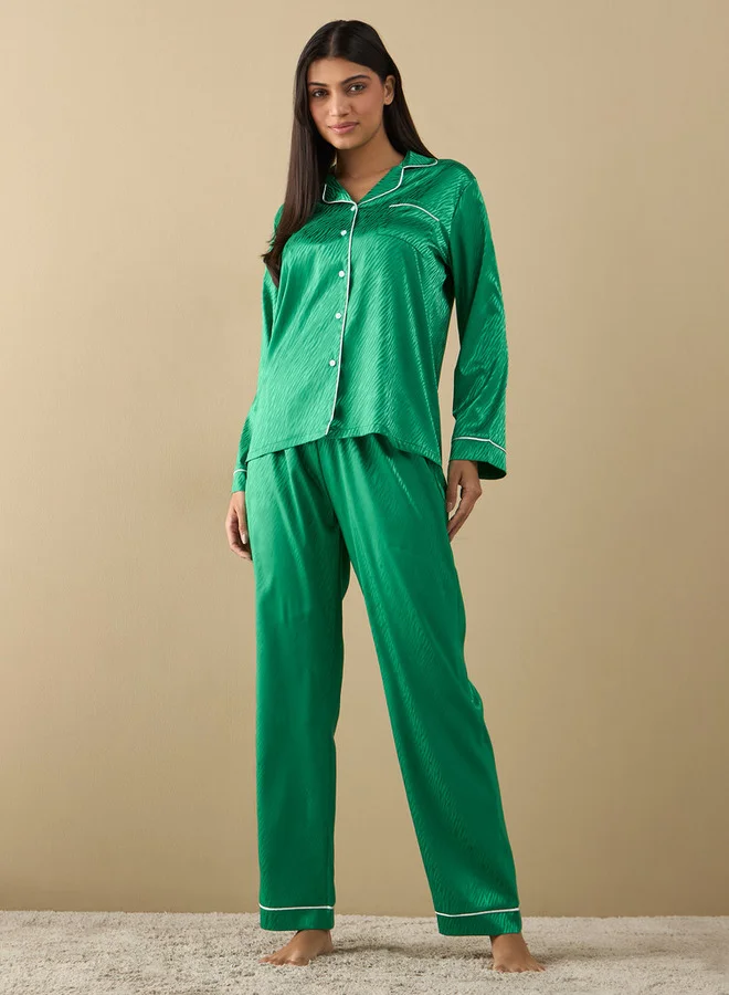 Splash FAV All-Over Animal Print Long Sleeve Shirt and Elastciated Pyjama Set