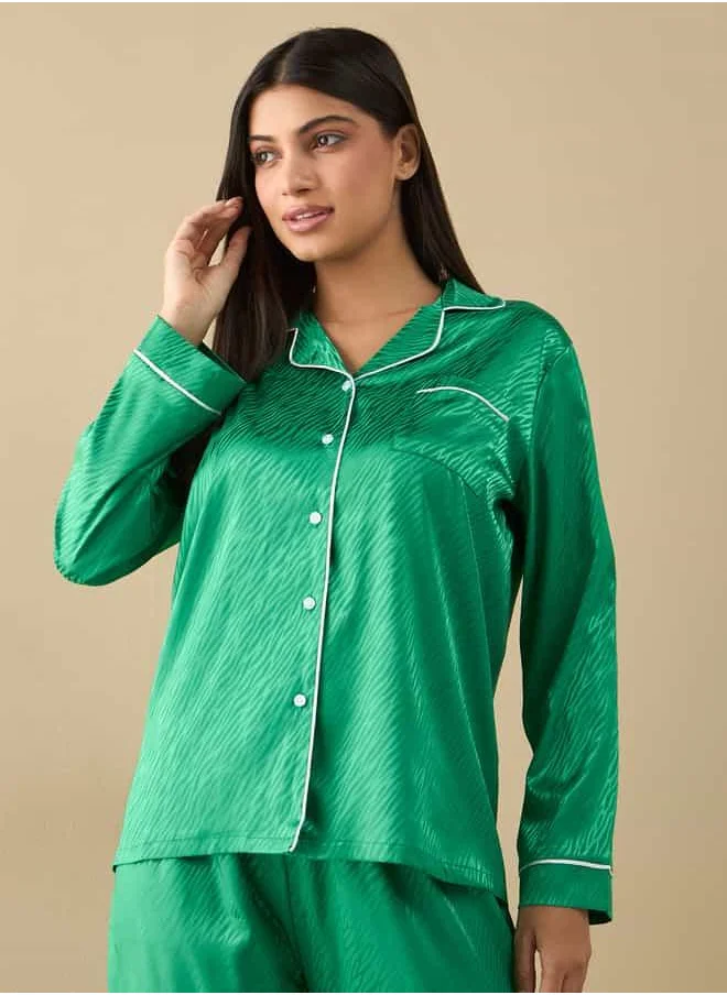 فاف All-Over Animal Print Long Sleeve Shirt and Elastciated Pyjama Set
