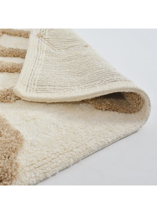 Hexagon-Pattern Textured Cotton Bath Mat with Anti-Slip - 40x60cm, Ivory - Image 5