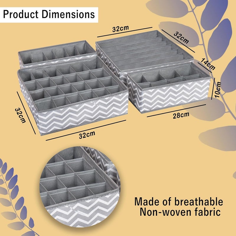 DREHOTRY DREHOTRY Sock Underwear Drawer Organizer Dividers 58 Cell Foldable Fabric Dresser Closet Organizers and Storage Bins for Clothing Baby Clothes Bra Panty Scarf Ties Grey Wave  - Image 2