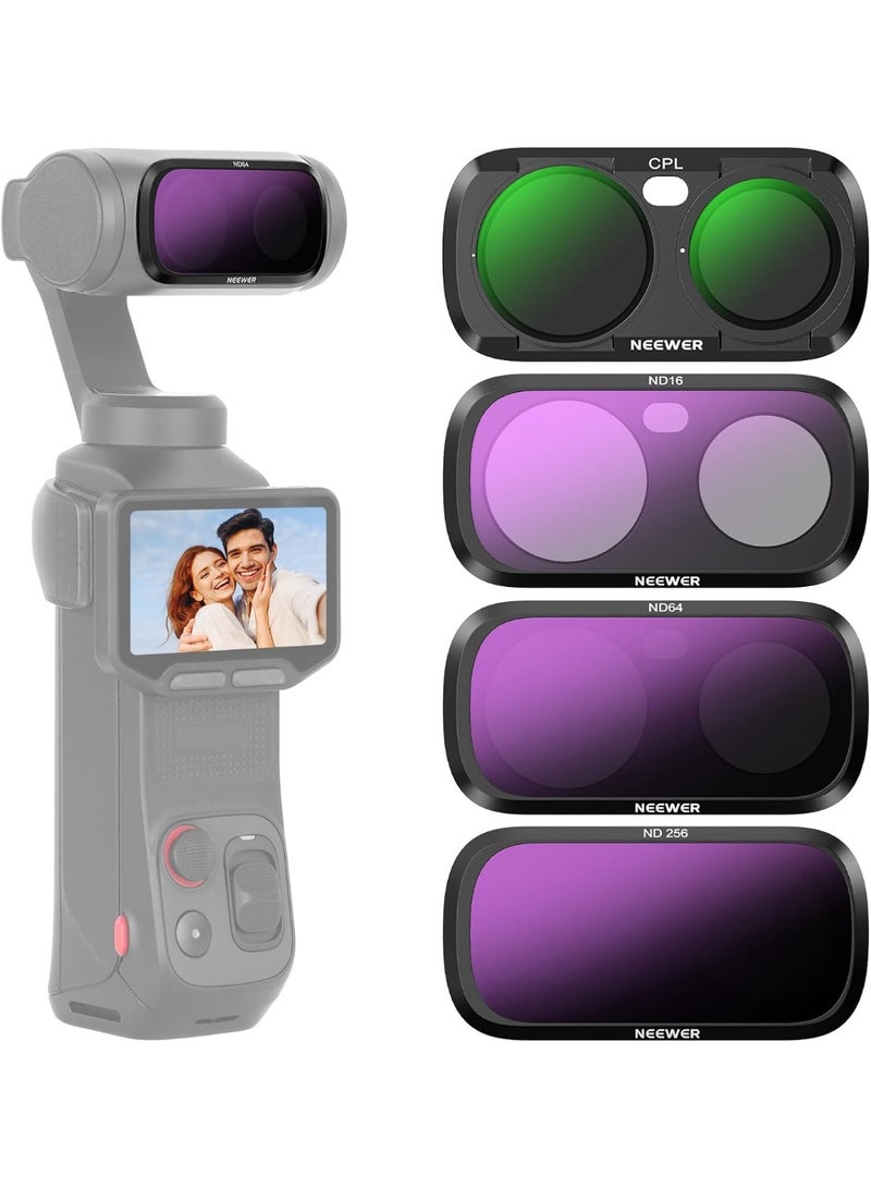 نيوير CPL + ND Filter Set Compatible with Insta360 Luna Ultra Only, Circular Polarizer Neutral Density (ND16 + ND64 + ND256) Action Camera Polarizing Lens Filter Photography Accessories Kit, FL-L04 - Image 1