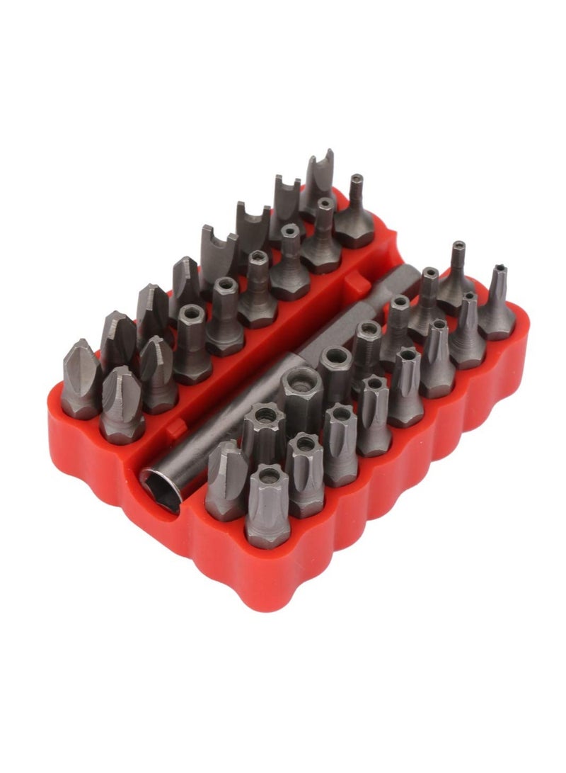 SYOSI Screwdriver Bit Set, 32pcs Screwdriver Bit Kit, Hex Crossing Star Screw Security Bit Set, with Extension Rod for Home Electoronics, for Electric Screwdrivers, Hand Screwdrivers, Electric Drills  - Image 2