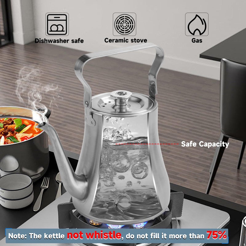 GURUDAR 68OZ/2000ML Stainless Steel Teapot with Removable Infuser for Loose Leaf & Tea Bags, Stovetop Safe Tea Maker Water Kettle for Home Kitchen Hotel Restaurant Outdoor, Silver - Image 4