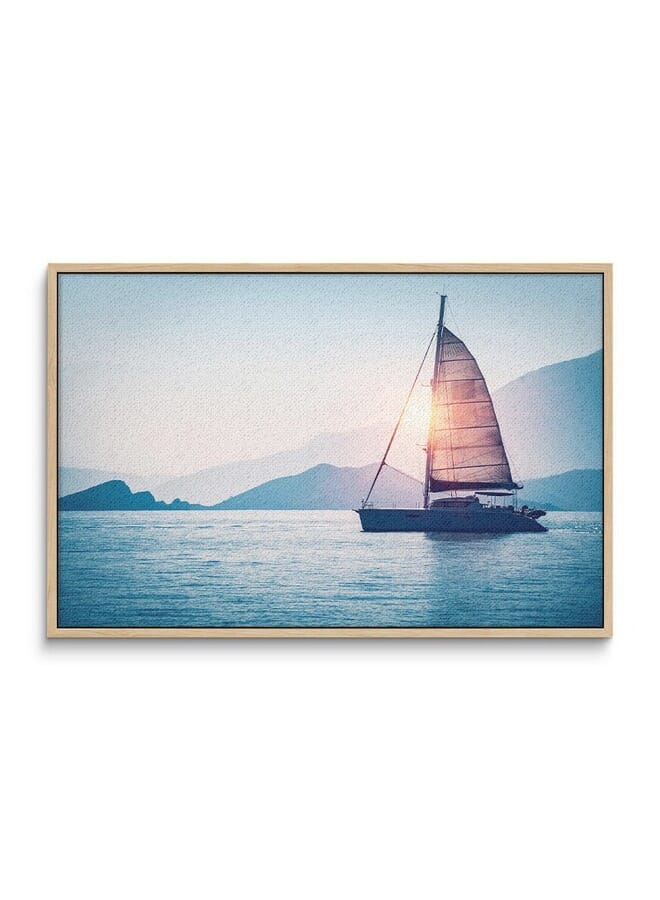 Home Gallery Abstract Framed Portrait Of Sailboat In The Sea In The Evening Sunlight - Image 3