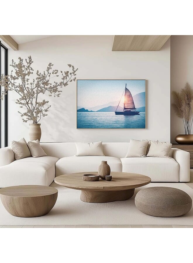 Home Gallery Abstract Framed Portrait Of Sailboat In The Sea In The Evening Sunlight - Image 2
