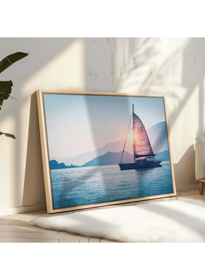 Home Gallery Abstract Framed Portrait Of Sailboat In The Sea In The Evening Sunlight - Image 1