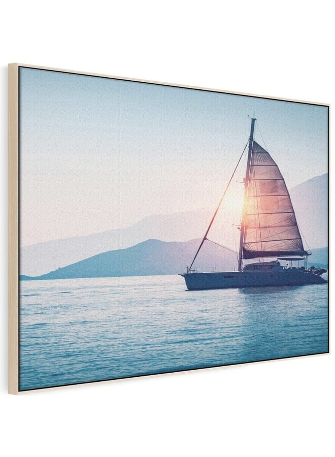Home Gallery Abstract Framed Portrait Of Sailboat In The Sea In The Evening Sunlight - Image 5