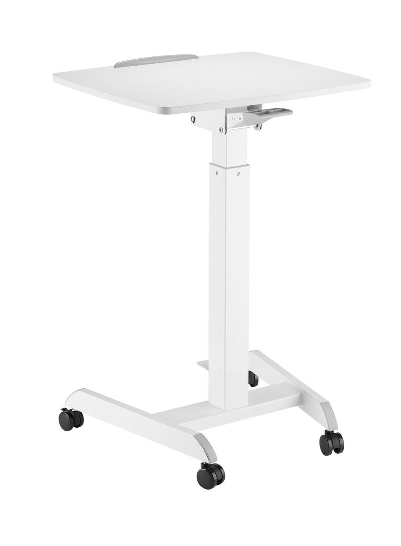 Skill Tech Skilltech SH WS07 Height Adjustable Mobile Workstation with Casters | Sit-Stand Desk with Tiltable Desktop (0°-30°) | Foot Pedal Height Control | White Finish - Image 5