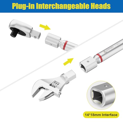 ANPUDS Adjustable Digital Torque Wrench, 1.5-99.6 Ft.lb/2-135 Nm, Hvac Torque Wrench with 45mm Jaw, 1/2 Drive Ratchet, ±1% Accuracy, Vibration, Buzzer and LED Indicator for Split AC, Moto, Car - Image 2