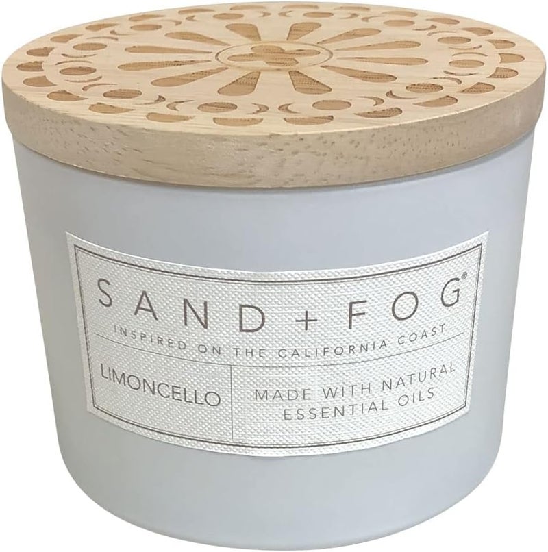 Sand + Fog Scented Candles for Home Jar Candles Limoncello 12 Oz White - Image 1