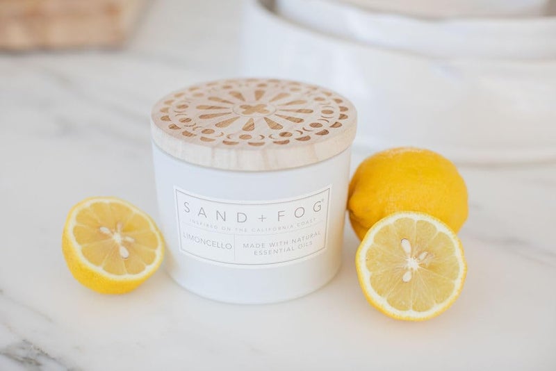 Sand + Fog Scented Candles for Home Jar Candles Limoncello 12 Oz White - Image 5
