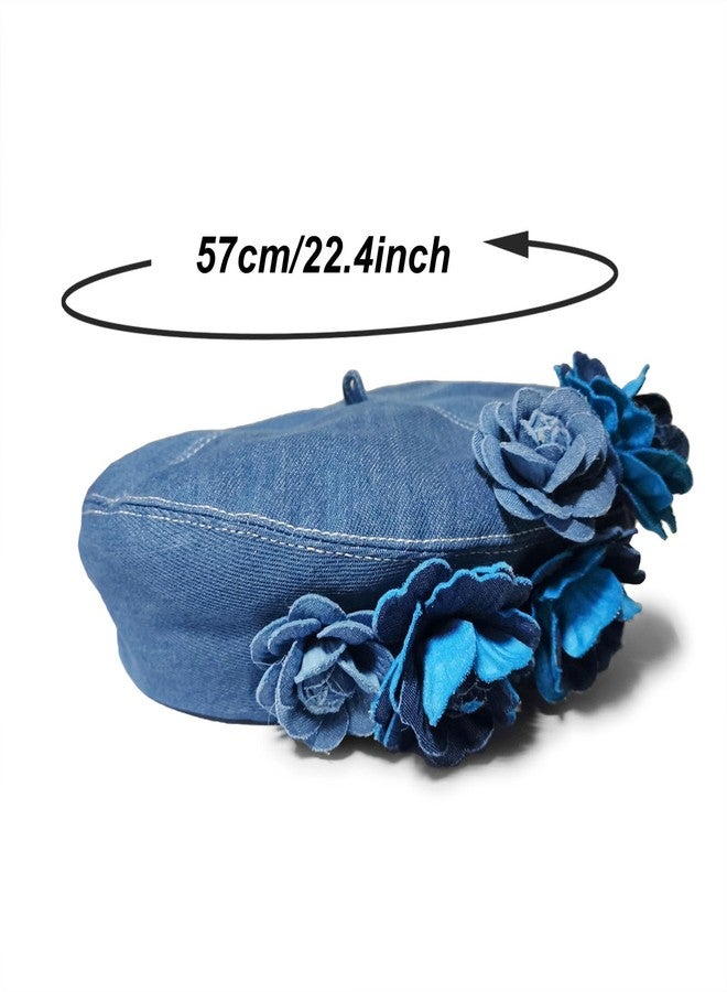 ZARSIO Denim Beret Hat for Women, French Artist Painter Beret Casual Sun Hat with Adjustable Strap - Image 4