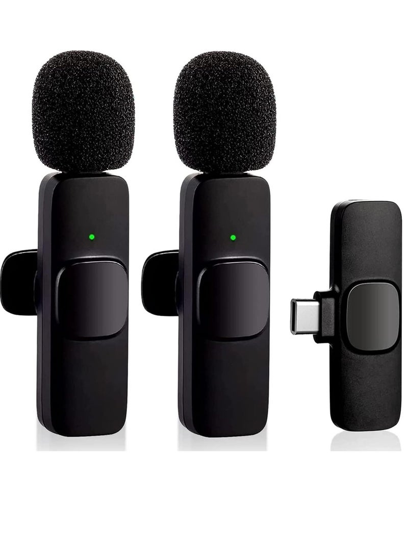 Generic Wireless Lavalier Microphone for Type-C Phone- Plug-Play Wireless Mic with 2 Microphone for USB-C Android Phone Video Recording- Interview- Vlog- Auto Sync and Noise Reduction- 2.4G  - Image 1