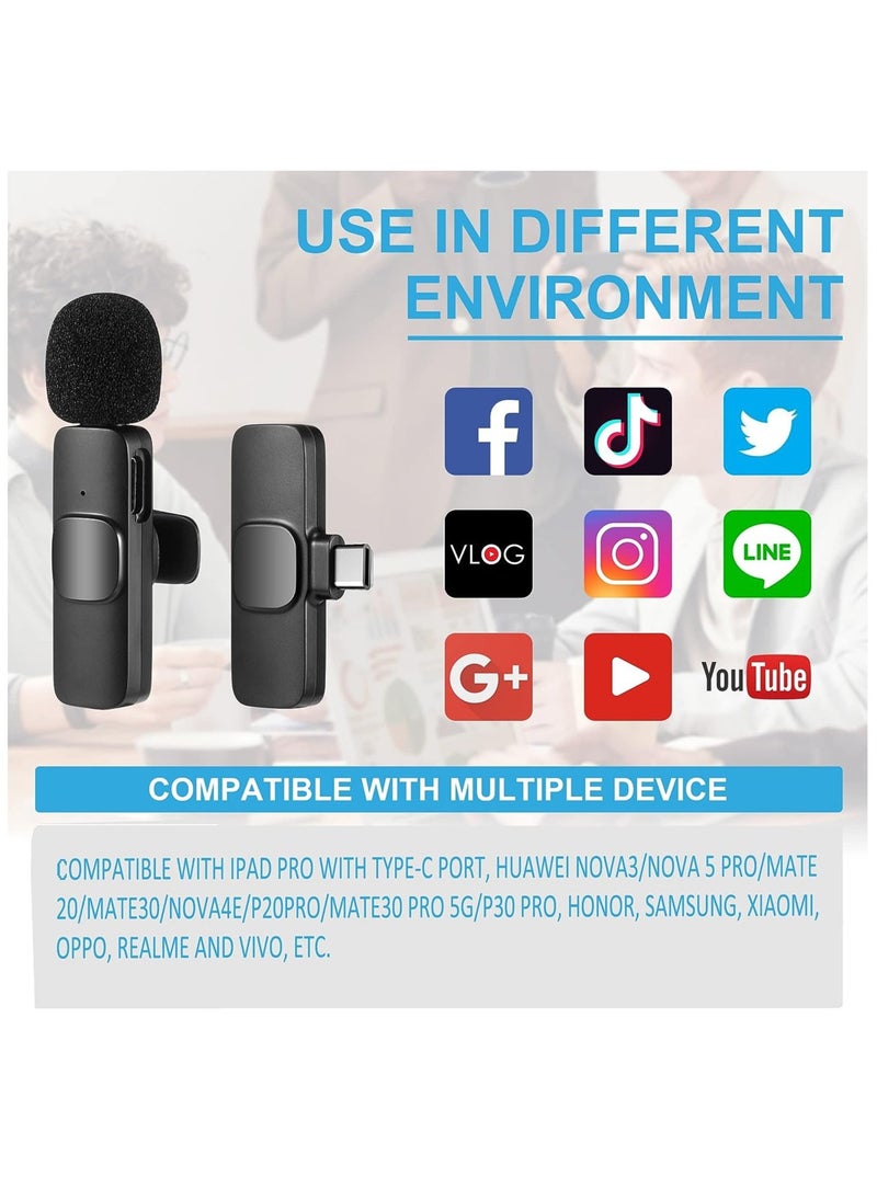Generic Wireless Lavalier Microphone for Type-C Phone- Plug-Play Wireless Mic with 2 Microphone for USB-C Android Phone Video Recording- Interview- Vlog- Auto Sync and Noise Reduction- 2.4G  - Image 2