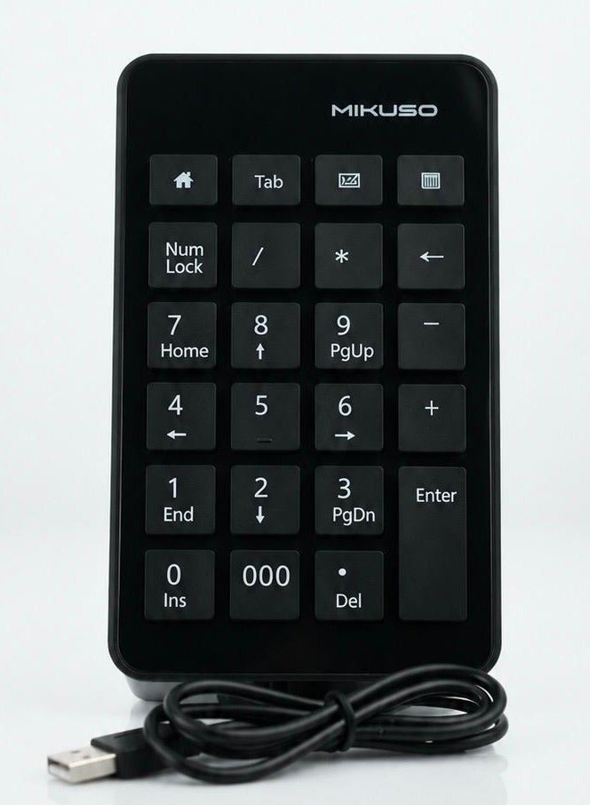 لوحة مفاتيح رقمية سلكية، 23 مفتاحاً، USB 2.0، لوحة أرقام مدمجة، لون أسود KB047U - Image 1