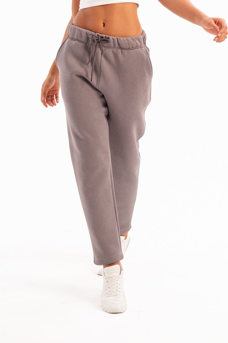 Justever Relaxed Fit Brushed Polar Fleece Grey Women's Sweatpants - Echo  - Image 1