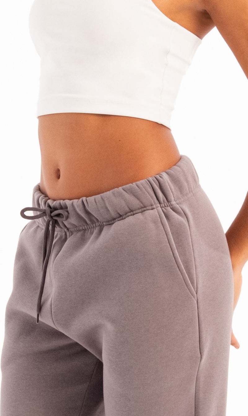 Justever Relaxed Fit Brushed Polar Fleece Grey Women's Sweatpants - Echo  - Image 3