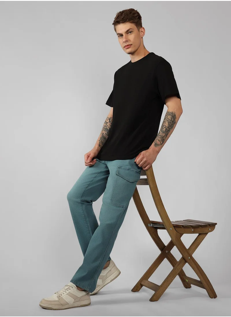 Dennis Lingo Men's Indigo Cotton Blend Solid Full Length Relaxed Fit Jeans