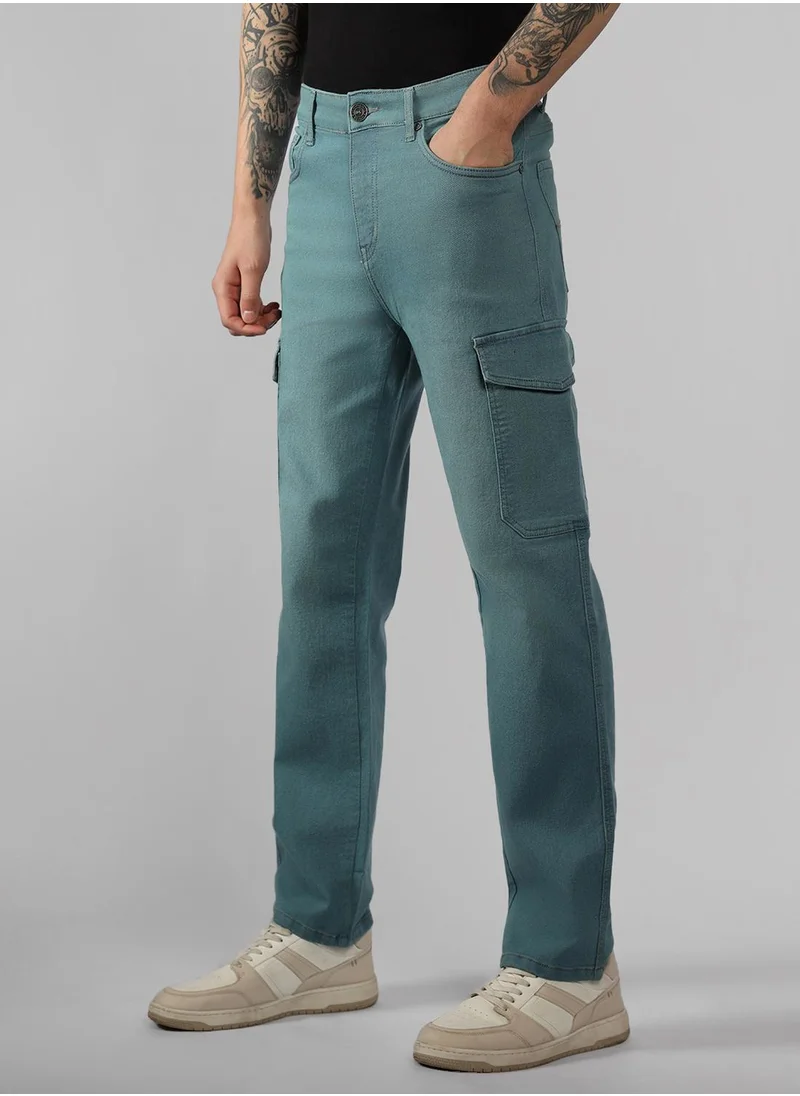 Dennis Lingo Men's Indigo Cotton Blend Solid Full Length Relaxed Fit Jeans