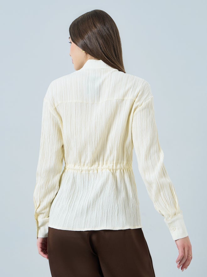 Styli Off-White Long Sleeve Shirt with Drawstring Waist - Image 4