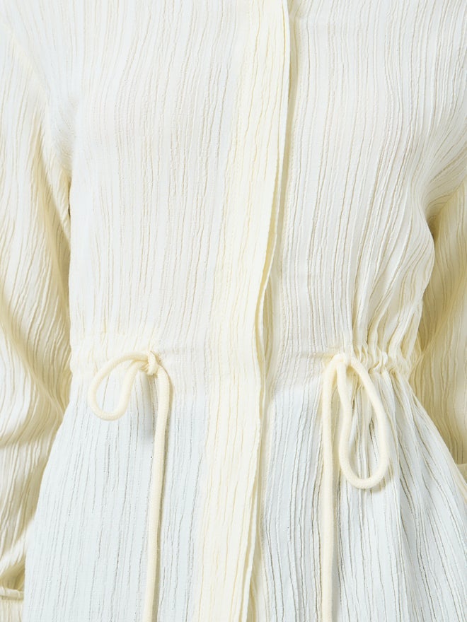 Styli Off-White Long Sleeve Shirt with Drawstring Waist - Image 3