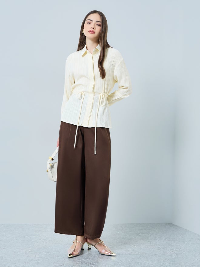 Styli Off-White Long Sleeve Shirt with Drawstring Waist - Image 2