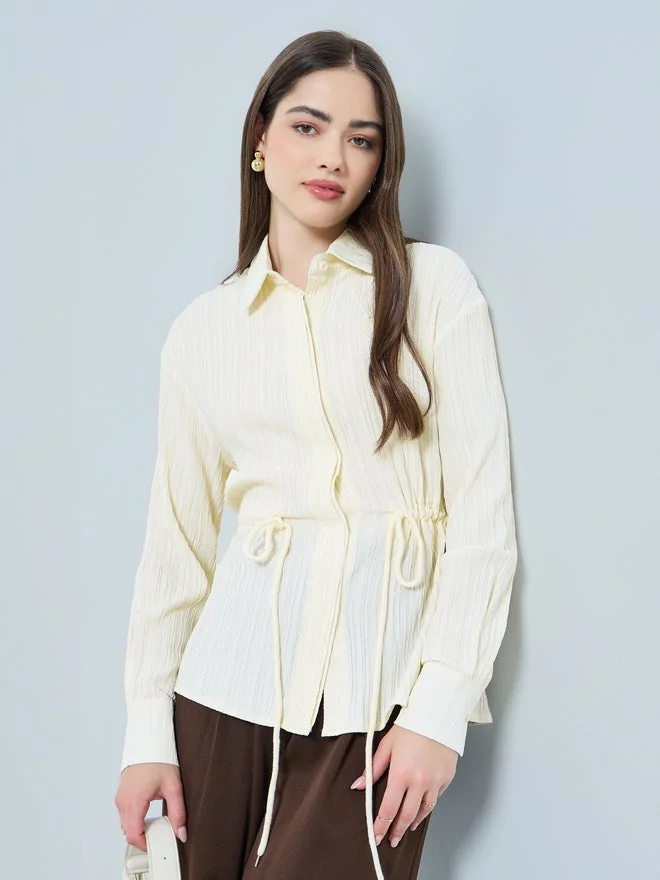 Styli Styli Off-White Long Sleeve Shirt with Drawstring Waist