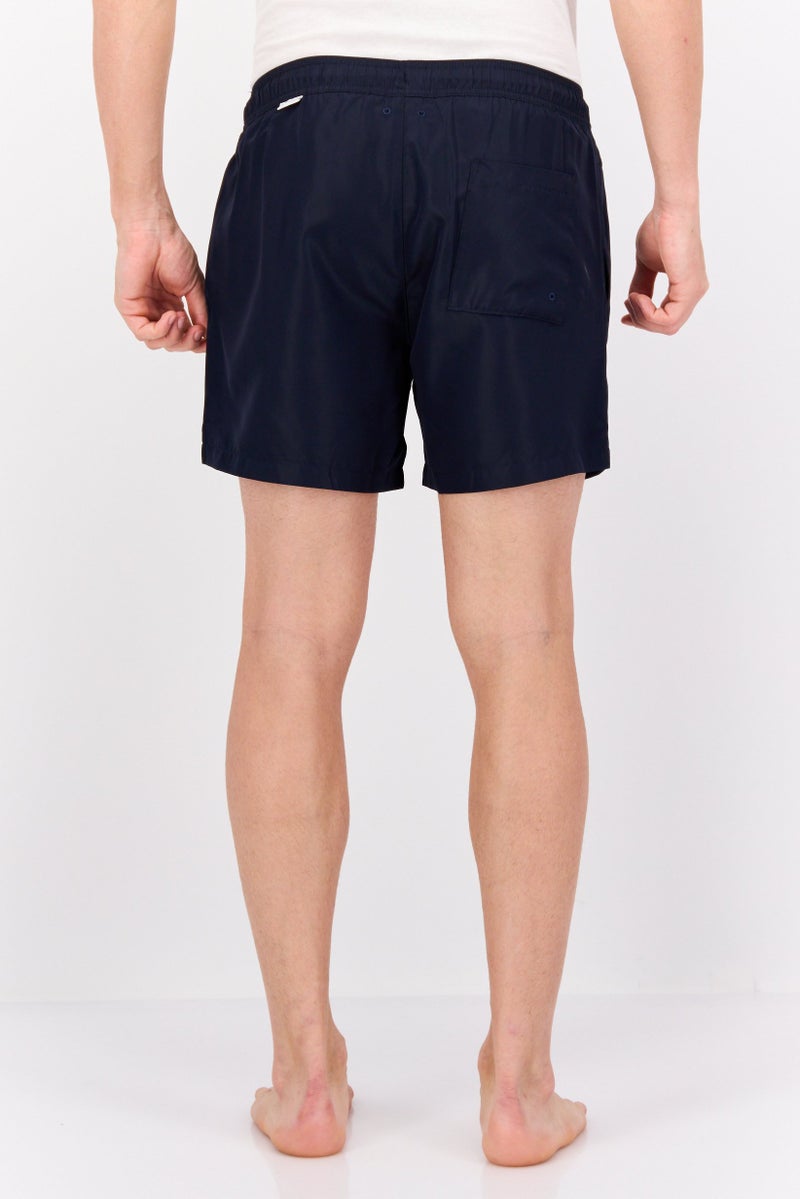 Gazzarrini Men Drawstring Embroidered Logo Swim Shorts, Navy - Image 2