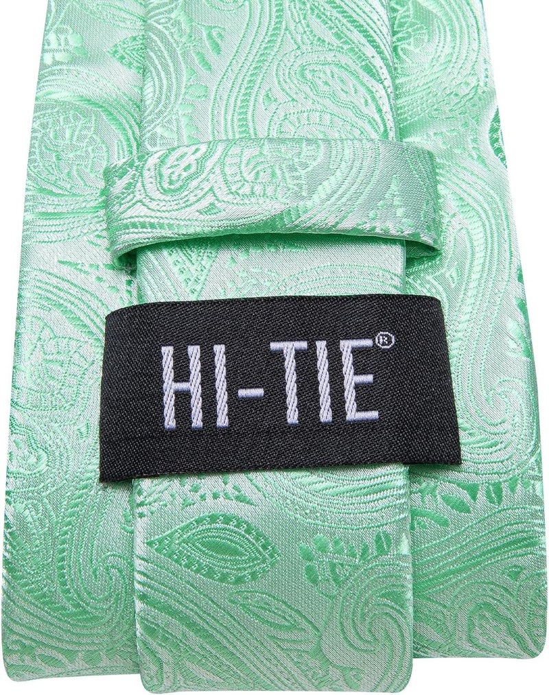 Hi-Tie Silk Paisley Ties for Men Necktie Pocket Square Cufflinks Set Foral Tie Sets Formal Business - Image 4