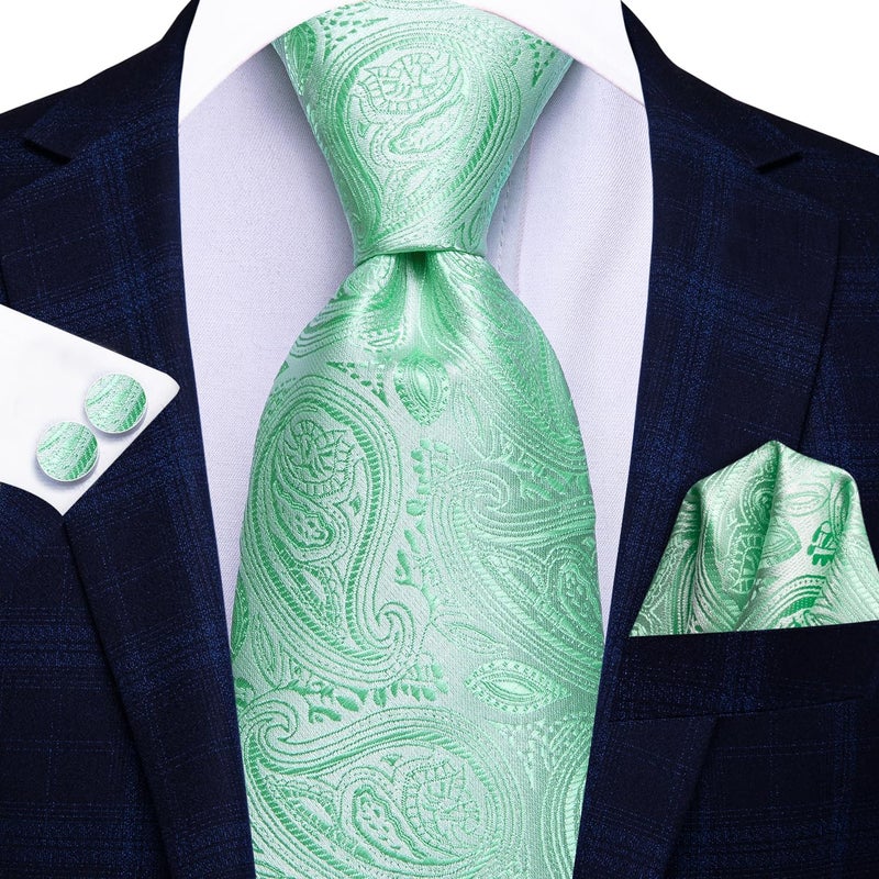Hi-Tie Silk Paisley Ties for Men Necktie Pocket Square Cufflinks Set Foral Tie Sets Formal Business - Image 2