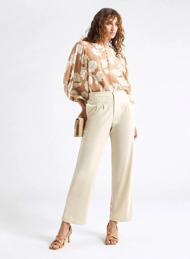 Splash FAV Textured Wide Leg Pants with Pockets