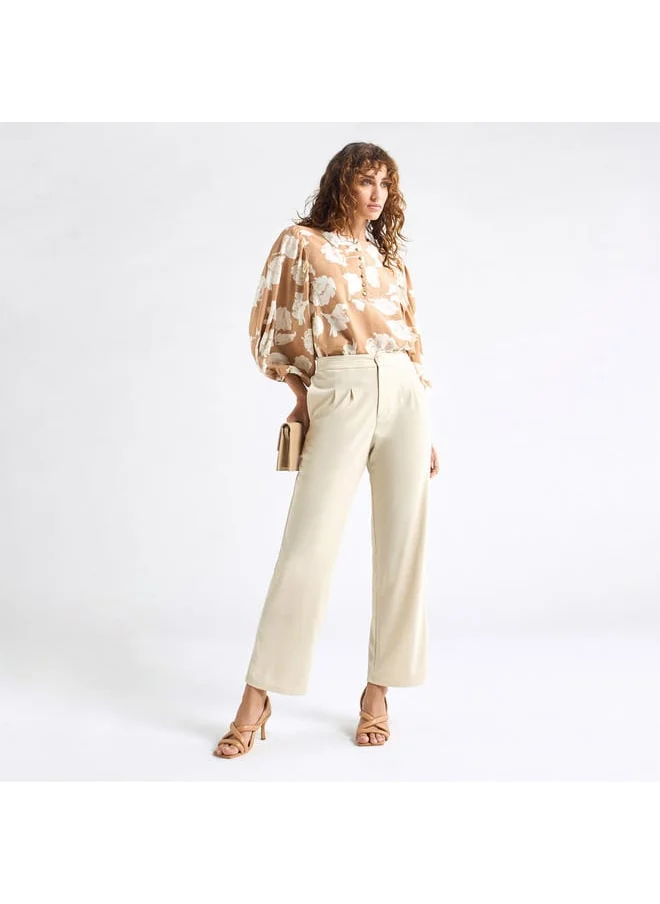 FAV Textured Wide Leg Pants with Pockets