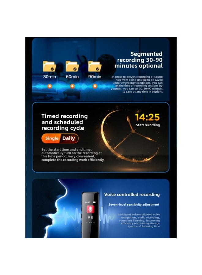 Intelligent Recording Pen Small Portable Lawyer Student Class Professional HD Noise Reduction Ultra-long Standby Large Capacity Device-Body Color:A2-1.44 Color Screen Plastic Version [1536k Hd Version + Timing + Voice Control Recording]-Memory Capacity:32gb (can Store About 144 Hours Of Recording)  - Image 5