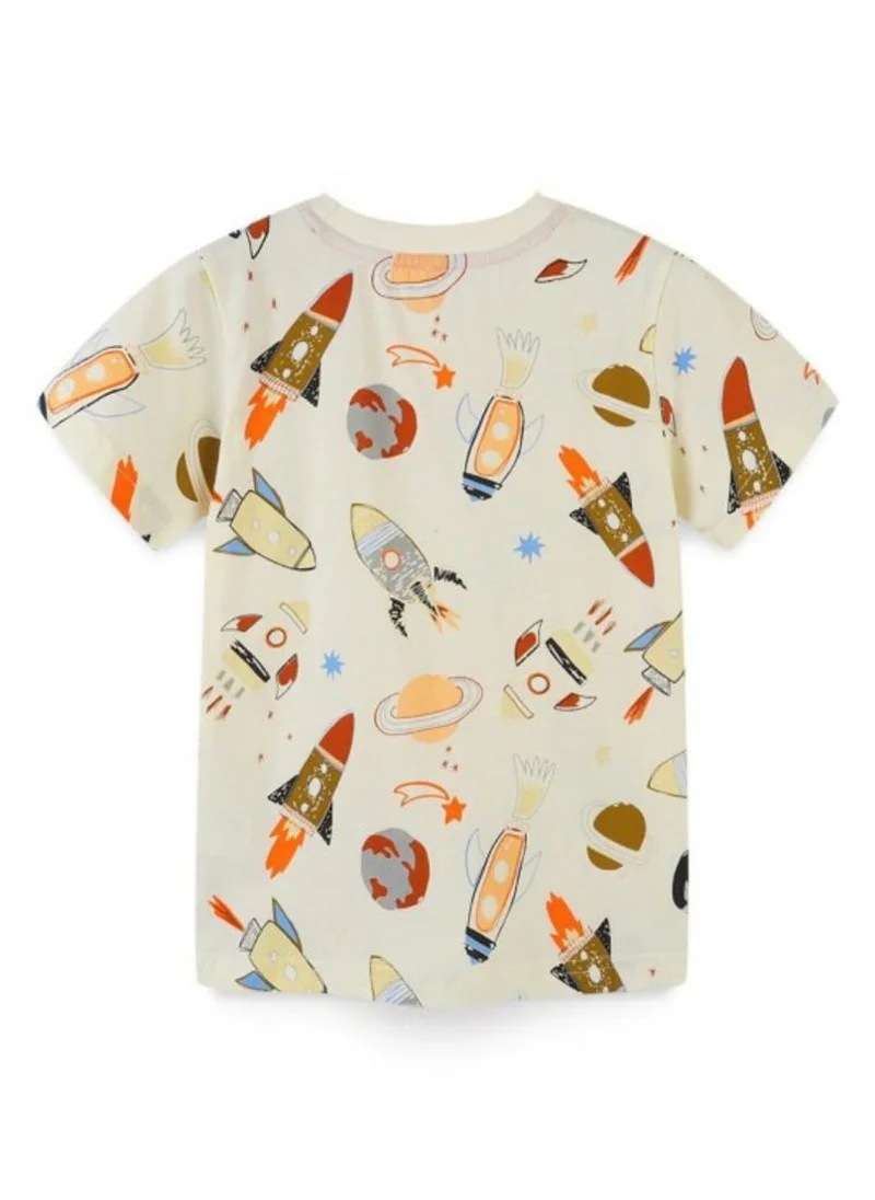 YUNIQEE Cream Conversational Printed Round Neck Cotton T-shirt