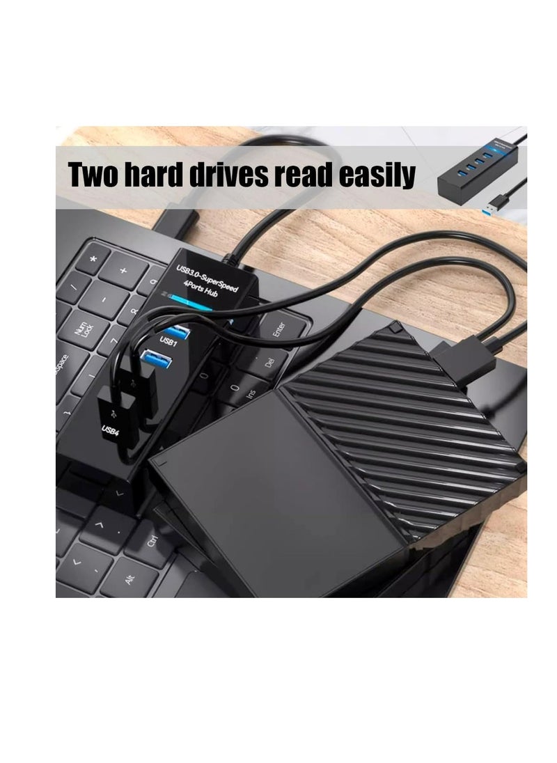 ماركة غير محددة كابل محول وموزع محمول مزود بـ 4 منافذ USB 3.0 – لتوسيع خيارات الاتصال بأجهزة الكمبيوتر  - Image 2