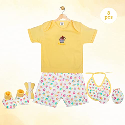 Mee Mee Cotton Soft Pampering Gift Set Hamper for New Born, Baby Boy, Baby Girl (8 Pieces, Yellow) - Image 3