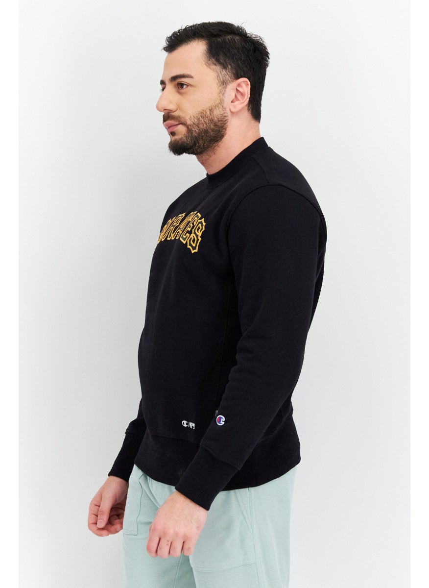 Champion Men Sportswear Fit Long Sleeves Outdoor Sweatshirt, Black  - Image 4