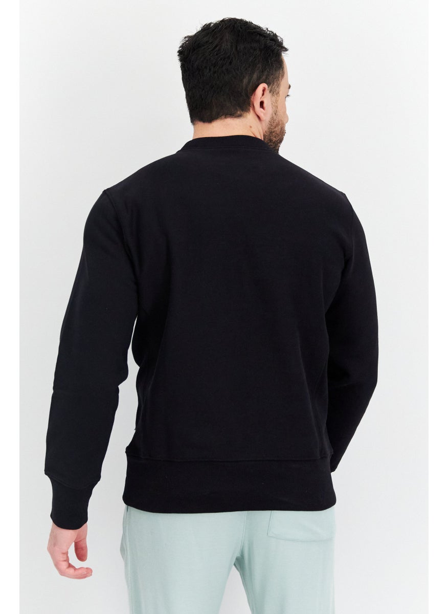 Champion Men Sportswear Fit Long Sleeves Outdoor Sweatshirt, Black  - Image 2