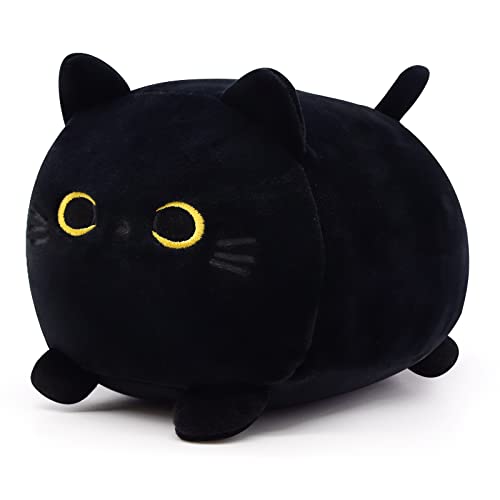 LSYDCARM Black Cat Plush Pillow Kawaii Black Cat Stuffed Animals Cat Plushie Cute Black Cat Pillow Stuffed Cat Toys for Kids Birthday Christmas Home Decoration - Image 1