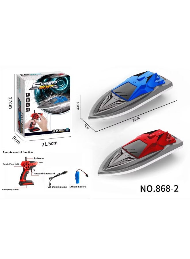 Water High-speed Wireless Boat Remote Control Speedboat 2.4G Frequency Electric Lithium Battery Long Endurance Children's Toy Boat-Color:868-2  - Image 1