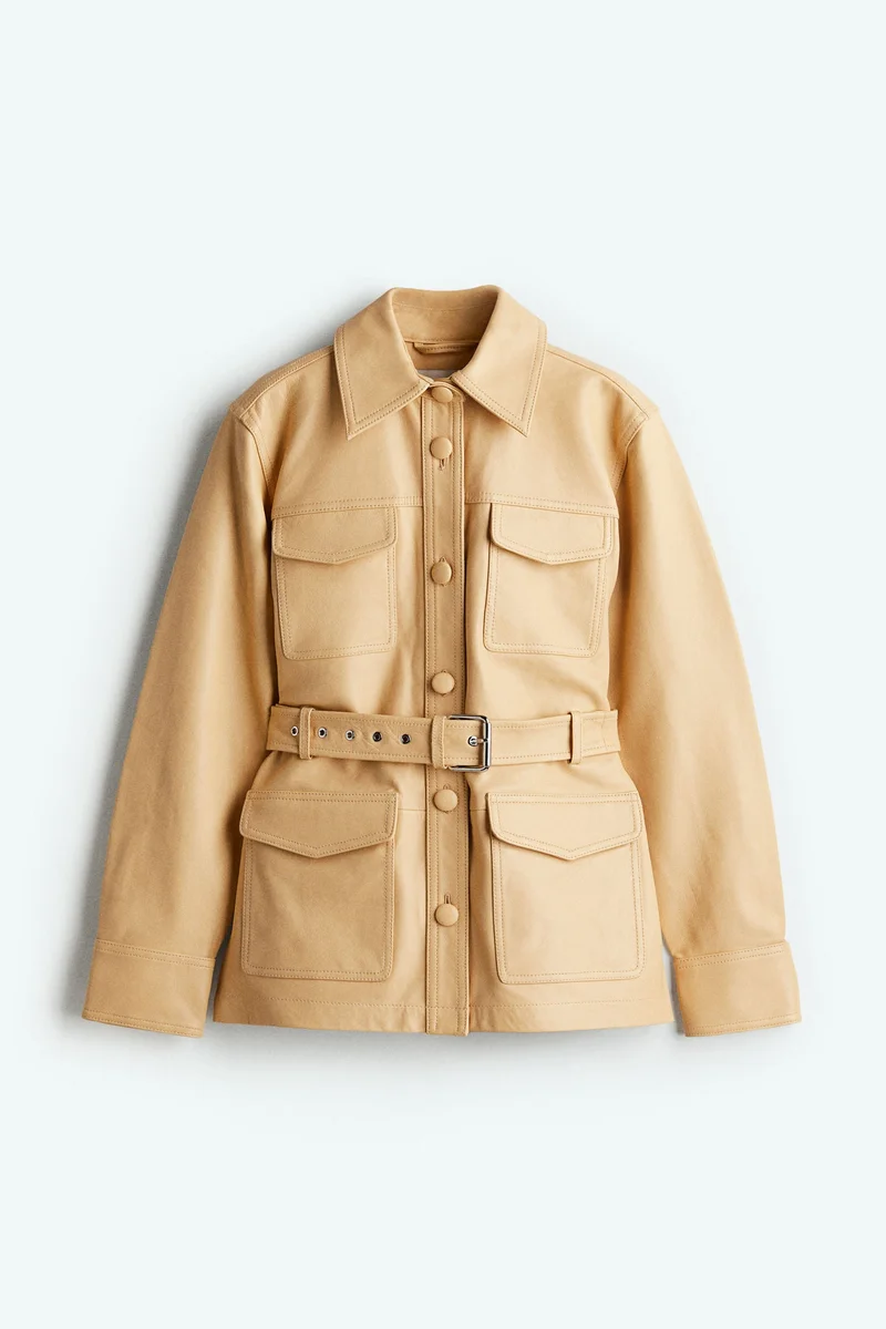 H&M Belted leather jacket