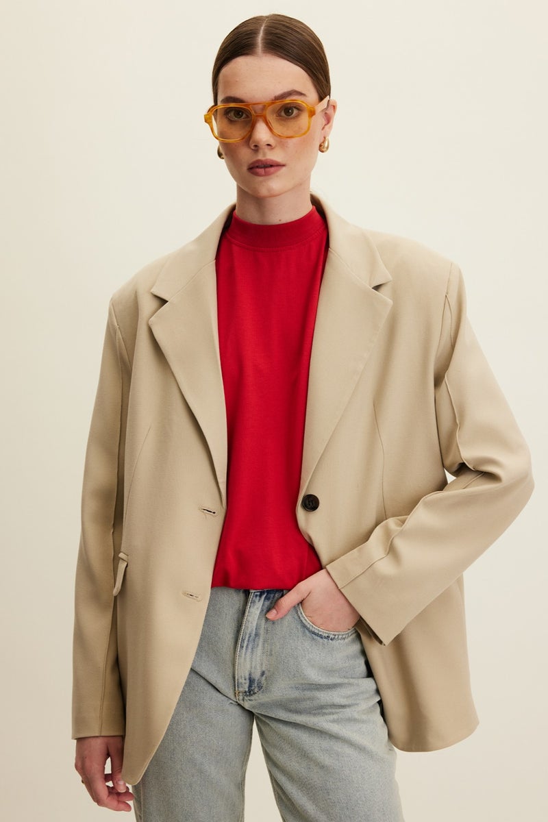 Manuka Classic Cut Blazer Jacket Beige  - Image 1