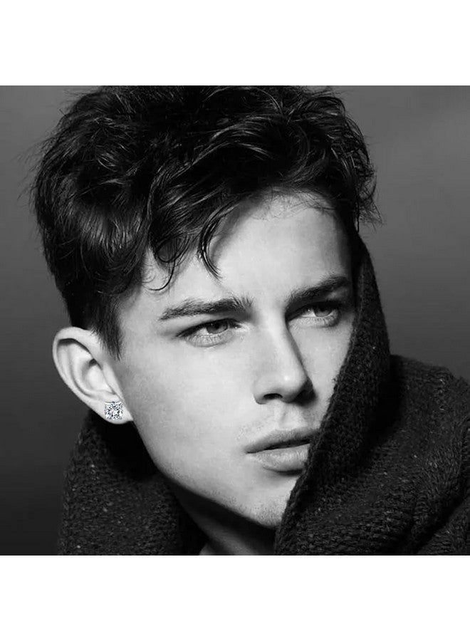 Hopply 4 Pairs Titanium Screw Back Surgical Stainless Steel Earrings for Women Men,Rainbow 5A Cubic Zirconia Studs Double Side Earrings Piercing Sleeper Jewelry 6mm - Image 4