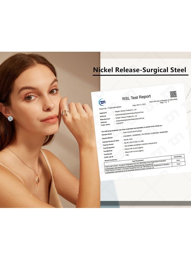 Hopply 4 Pairs Titanium Screw Back Surgical Stainless Steel Earrings for Women Men,Rainbow 5A Cubic Zirconia Studs Double Side Earrings Piercing Sleeper Jewelry 6mm - Image 3