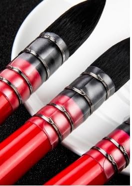 Arrolliant Professional Watercolor Paint Brushes, Mop Paintbrushes, 4 Pcs, Synthetic Squirrel Hair, Art Supplies for Painting, Great Watercolor, Acrylic Brush Set Red,Bown Wooden Handle Round Peak - Image 4