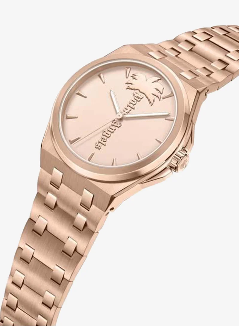 Palm Angels Lucentia Rose Gold Dial Rose Gold Stainless Steel Bracelet Analog Watch for Men, 43mm