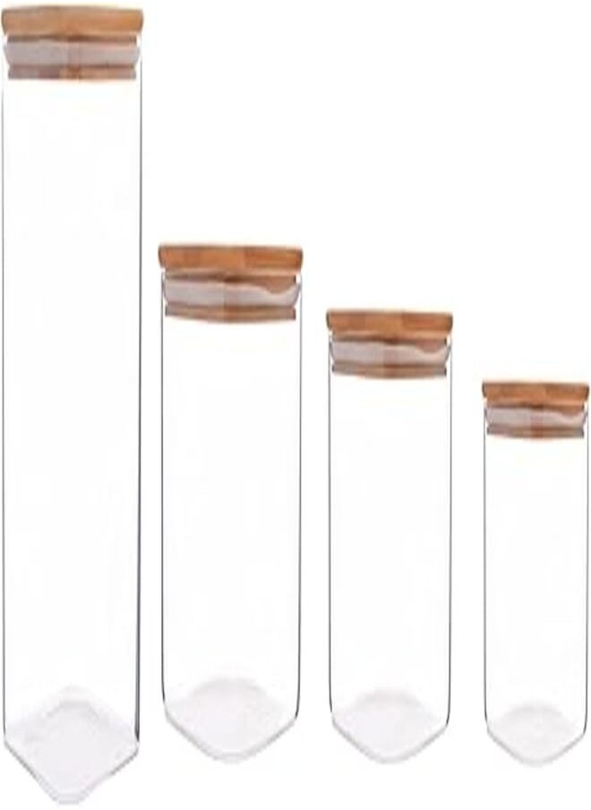 Oxford Oxford SSG080 Double Glass Seasoning Spice Storage 4-Pieces Set, Capacity 750/900/1150/1600 ml, Multicolor 